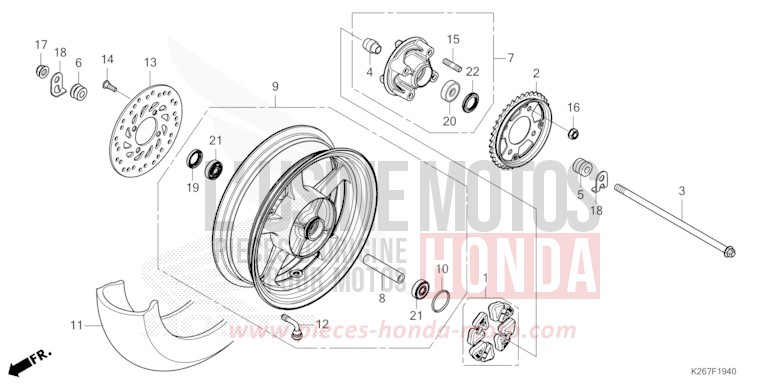 REAR WHEEL for MSX GROM A MAT GUNPOWDER BLACK METALLIC (NH436) from 2021